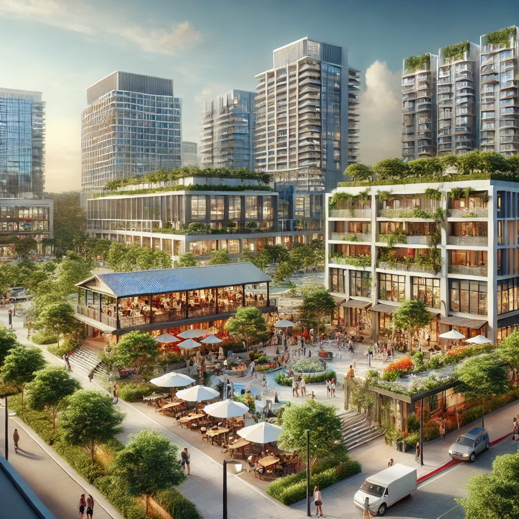 マニラで住むならココ!住みやすいエリアTOP3 1 DALL·E 2024 08 23 12.19.06 An image capturing the vibrant and upscale atmosphere of the Legazpi area in Makati Manila. The scene shows a blend of modern high rise buildings tr