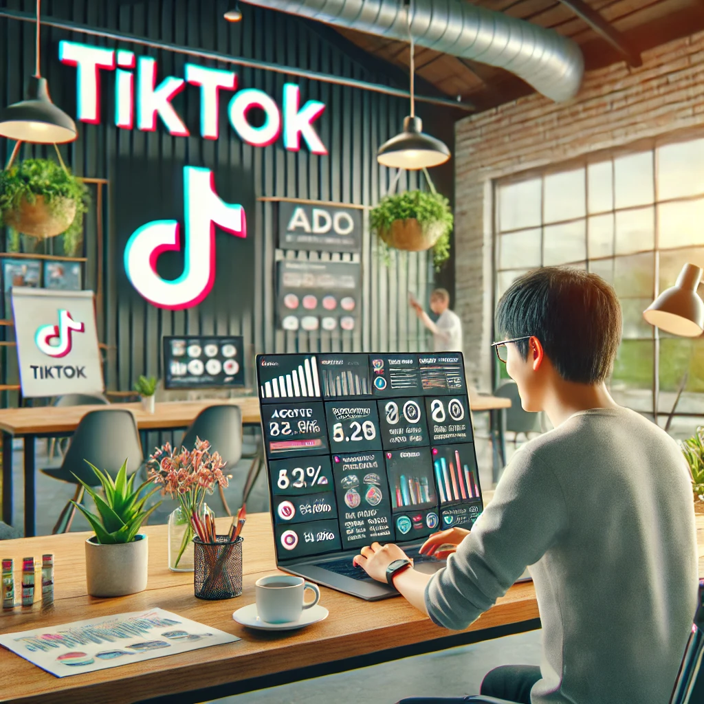 DALL·E 2024 09 05 10.45.24 A realistic image depicting TikTok advertising in the Philippines. The scene shows a Filipino digital marketer managing a TikTok ad campaign from a mo
