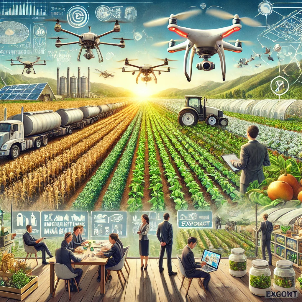 DALL·E 2024 09 23 15.01.20 An image representing the potential of the agricultural business in the Philippines. The scene includes advanced farming technology like drones and mo